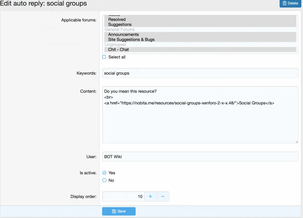 XF 2.1 / 2.2 - [tl] Thread Auto Reply 1.0.5 | Society french modding